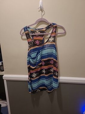 Show Me Your Mumu Sheer boho racerback tank top S/M Aztec Pocket